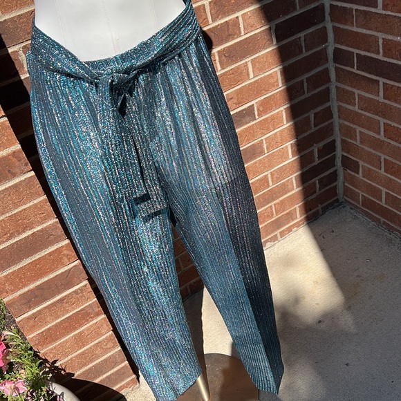 Vintage Pants - Disco 70s sparkle striped lightweight pants size small